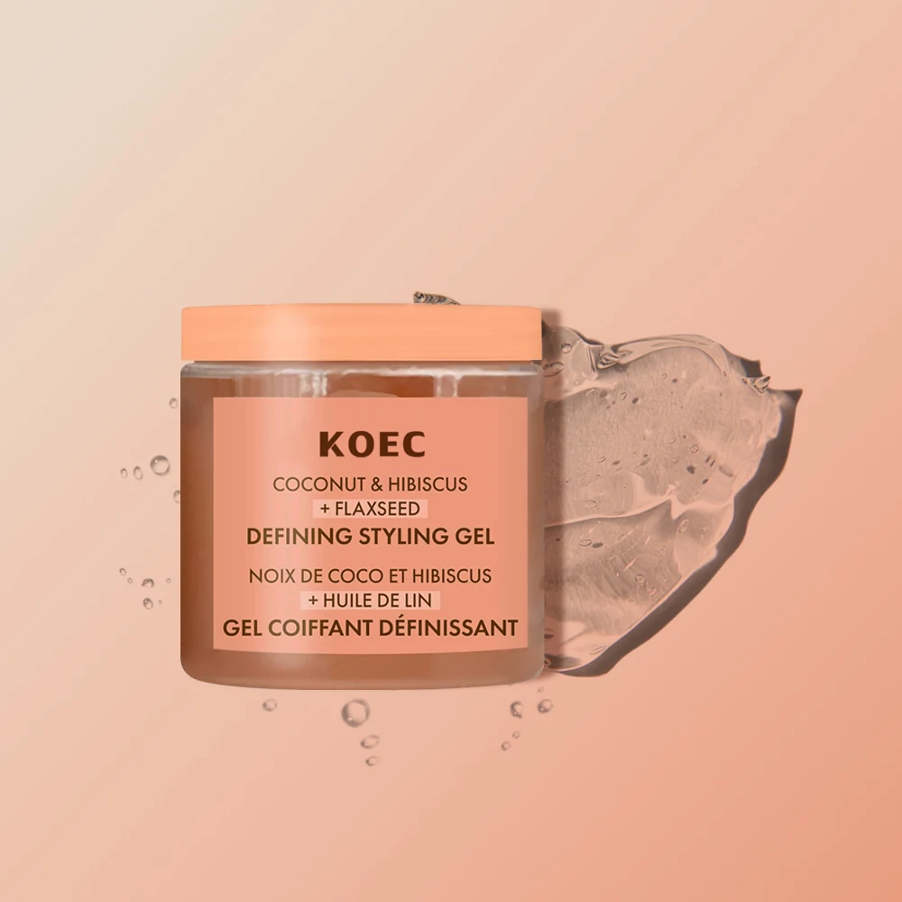 OEM Defining Styling Gel For Thick Curly Hair Coconut and Hibiscus Paraben-Free Frizz Control Styling Gel Long Lasting