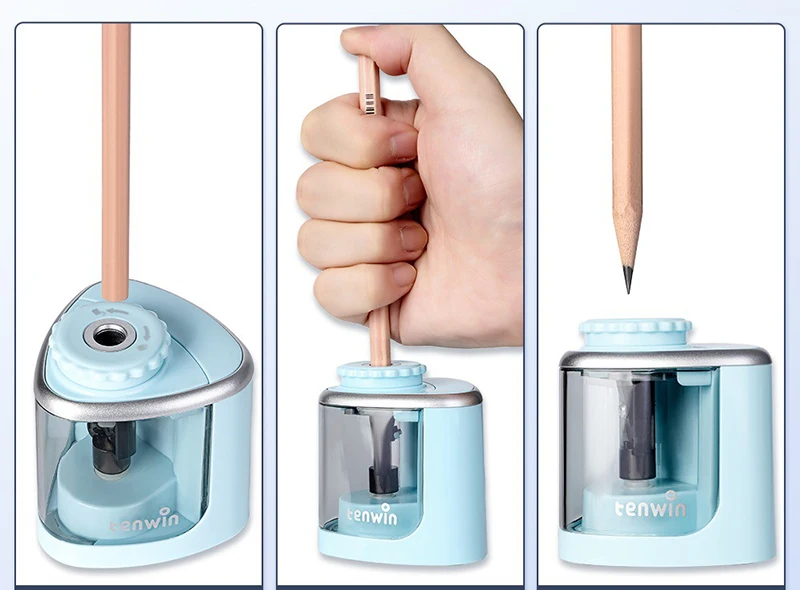 Plastic Pencil Sharpener Electronic Cute Pink Blue Dino Electronic Pencil Sharpener For Student Kid Children Battery And Wire