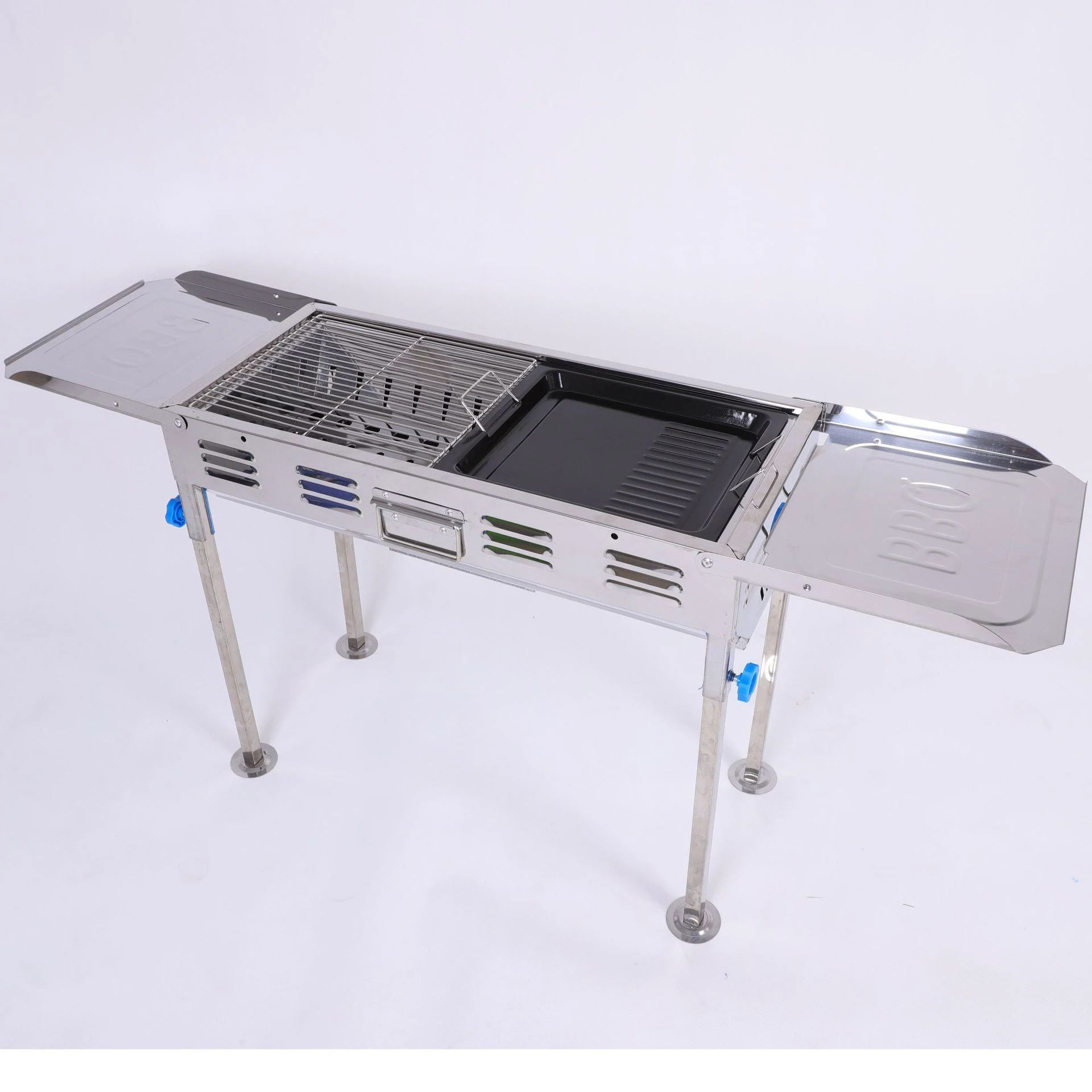 Large thickened barbecue grill stainless steel folding grill outdoor camping charcoal portable grill