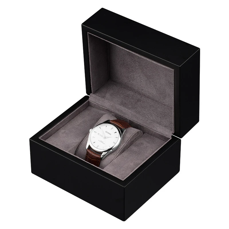 Wholesale cheap price black wood watches box ladys men gift watch packaging box case custom logo luxury