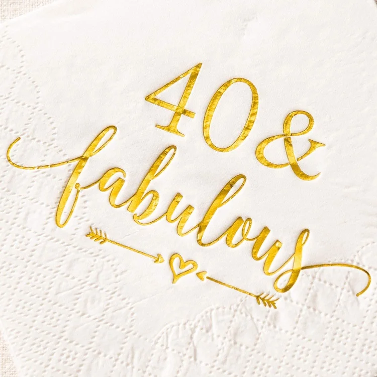 40 And Fabulous Cocktail Napkins Gold for Women 40th Birthday Decorations 40th Birthday Bevergae Dessert Table Supplies