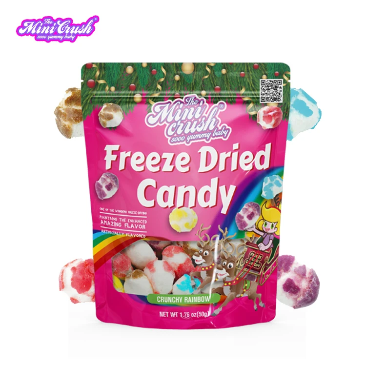 Crispy Rainbow Jelly Bean Candies Custom Freeze-Dried Sweet Snacks Wholesale Freeze Dry Rainbow Candy for Christmas