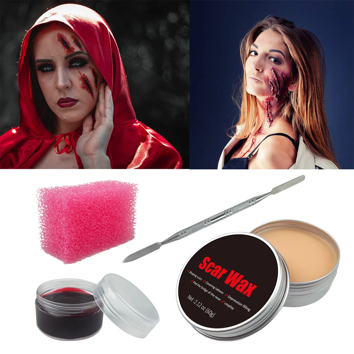 Halloween Liquid Latex Special Effects SFX makeup kit for Fake Scar Wound Makeup Fake Modeling Wound Scar Wax set