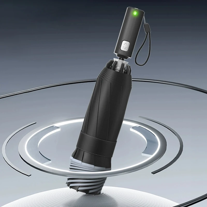 New Creative Fashion UV Smart Retractable Auto Open Close Inverted Electrical Umbrella USB for Men Elderly Pregnant Women