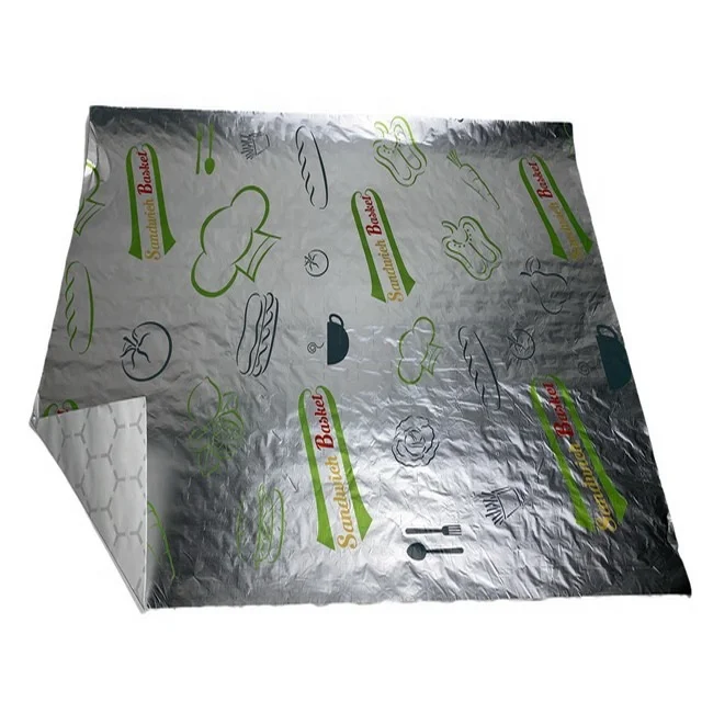 aluminum foil laminate with paper for takeaway food package burger wrapping