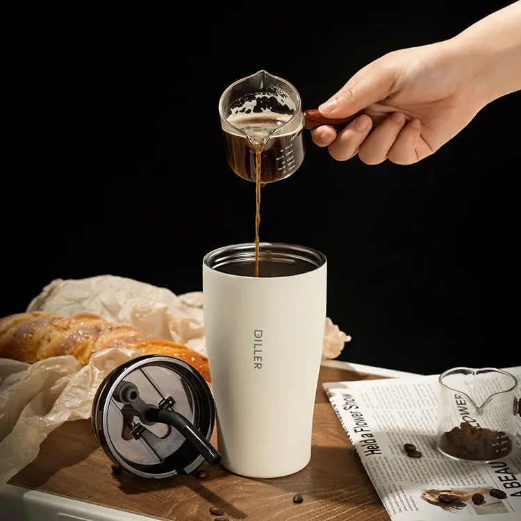 Custom wholesale double walled vacuum insulated stainless steel coffee tumbler mug with straw