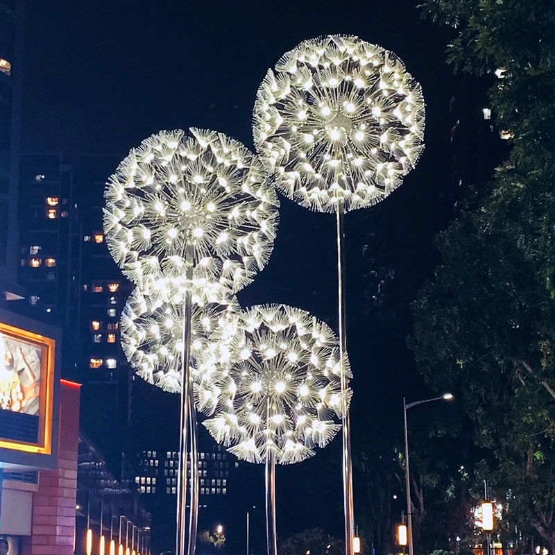 Factory Price Top Quality Outdoor Waterproof Fiber Optic Lights Led Optical Fiber Dandelion Lamp Fiber Optic Flower Lamp