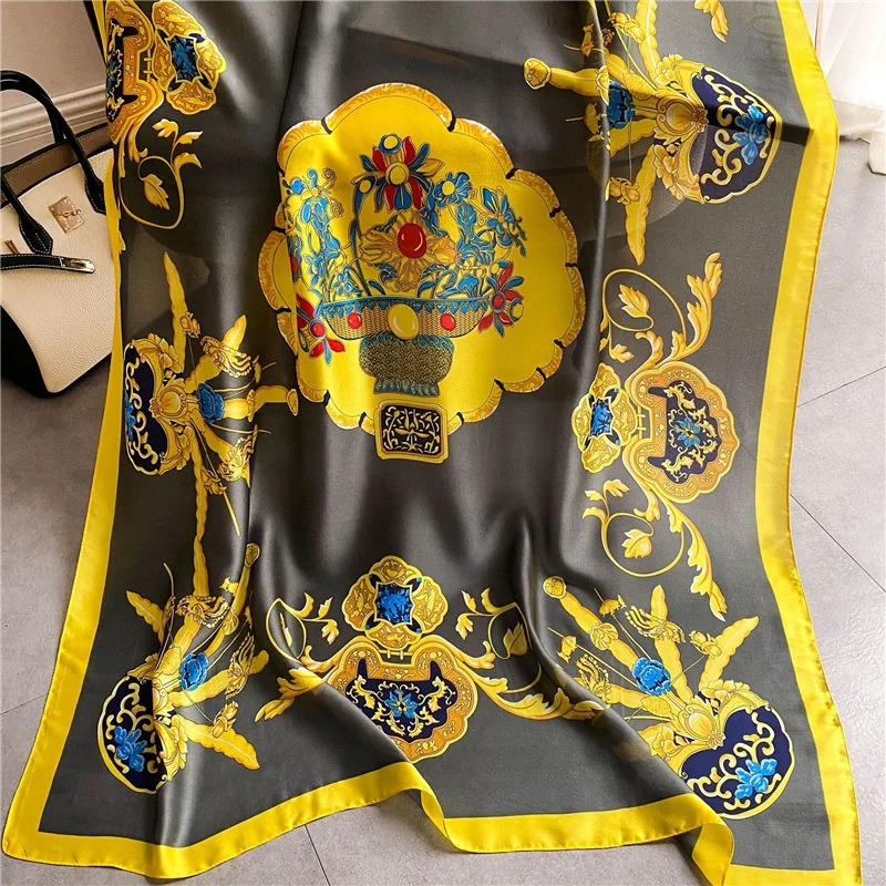 Wholesale 2022 Hot Sale Cheap Satin Scarf Long Silk Scarf Print Fashion New Vintage Soft Women Design Red Opp Bag OEM Plain