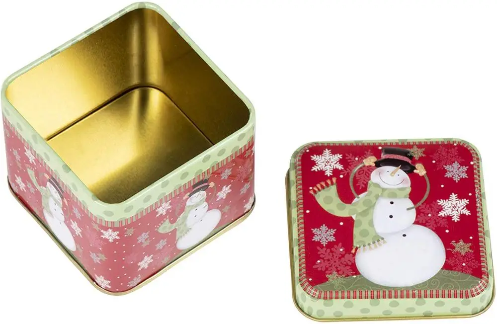 Metal Can Aluminum Jars Square Cookie Candy Storage Containers with Lids for Confectioneries Christmas Tin Gift Box