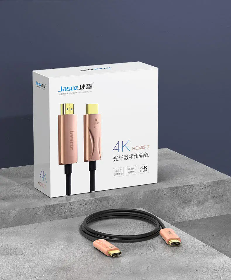 
Jasoz 5M 5Meters Optical Fiber Hdmi 18Gbps 4K 60HZ Aoc Hdmi ARC VR OM3 Hdmi Cable 