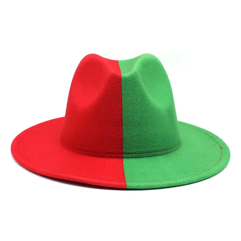 Fedora Hats Women Wholesale 2022 Fall Winter Panama Straw Fedora 2 Two Tone Men Women Wool Felt Wide Brim Hats Fedora Hats