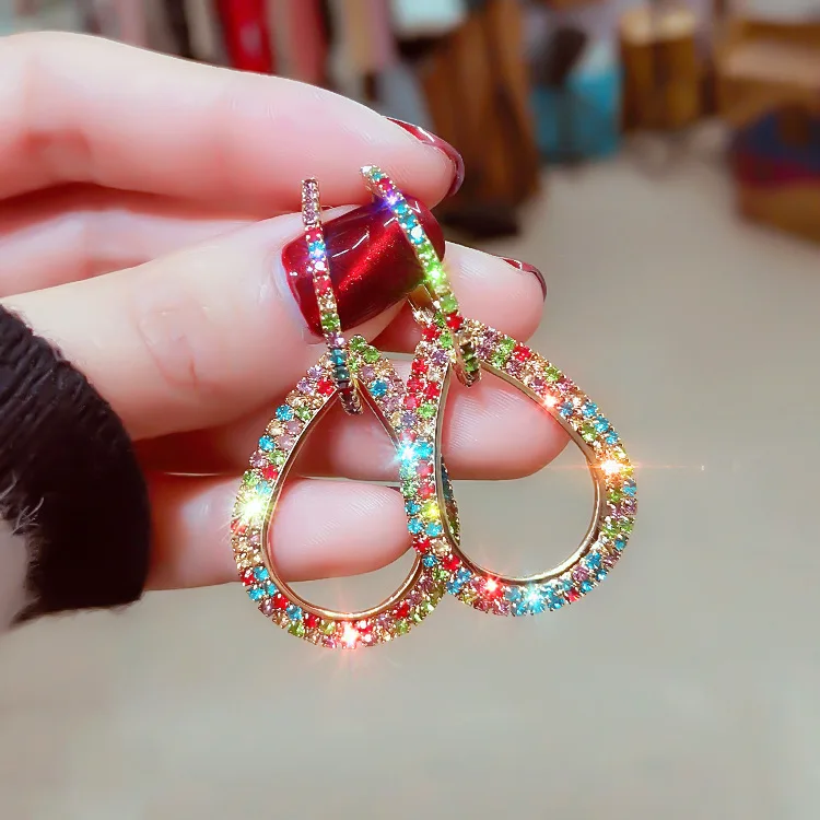  Jewelry 925 silver needle fashion exaggerated geometric Diamond Earrings Korean style new color earrings for