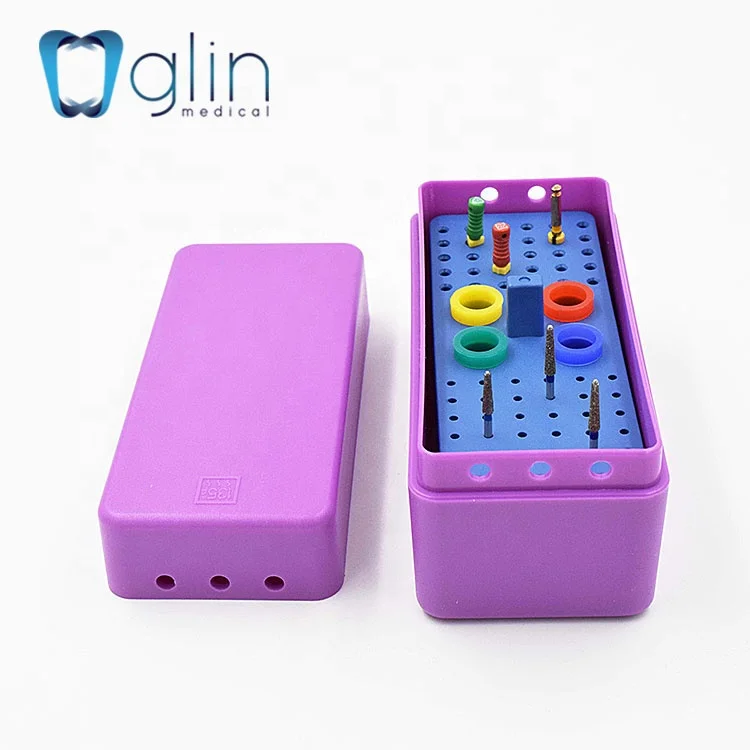 Glin Dental Square Root Canal File Farme Holder 64 Holes Plastic Dental Multi-function Endo Box G-72C