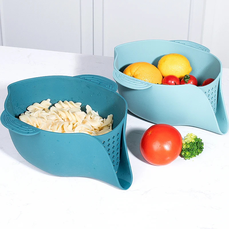 Multifunctional Vegetable Fruit Silicone Drain Basket Kitchen Storage Gadget Washing Basket Filter Food Strainers