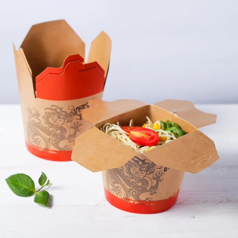 Manufactured PLA or PE coated biodegradable Kraft Bamboo Paper Noodle box
