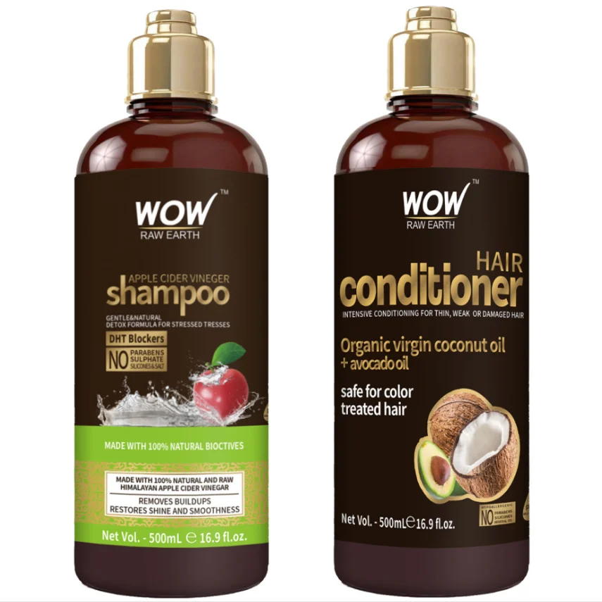 Raw Earth Promotes Hair Growth Reduce Itchy Scalp Apple Cider Vinegar Shampoo and Coconut Oil Hair Conditioner Set