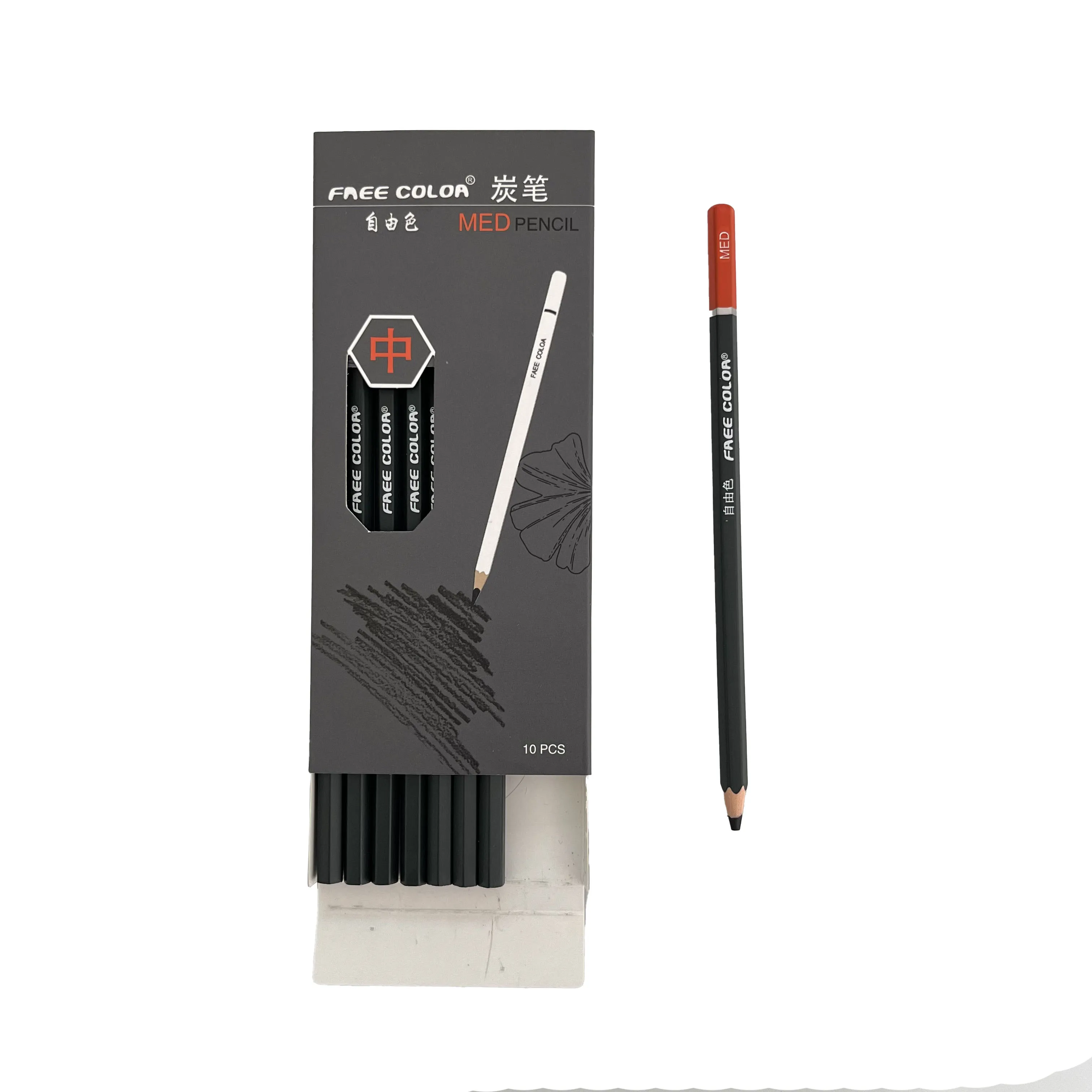 Wholesale High Quality Charcoal Pencils Set For Painting 10 Pcs Charcoal Pencils Set Medium Charcoal Pencils For Art Supplies