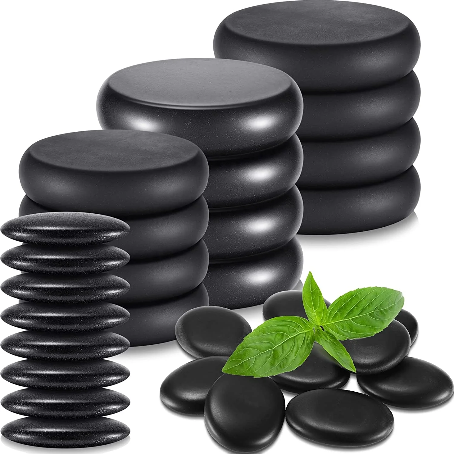 100% Natural Professional Essential Spa Massage Black Basalt Hot Stone For Home Spa, Foot Heater, Relaxing, Healing, Pain Relief