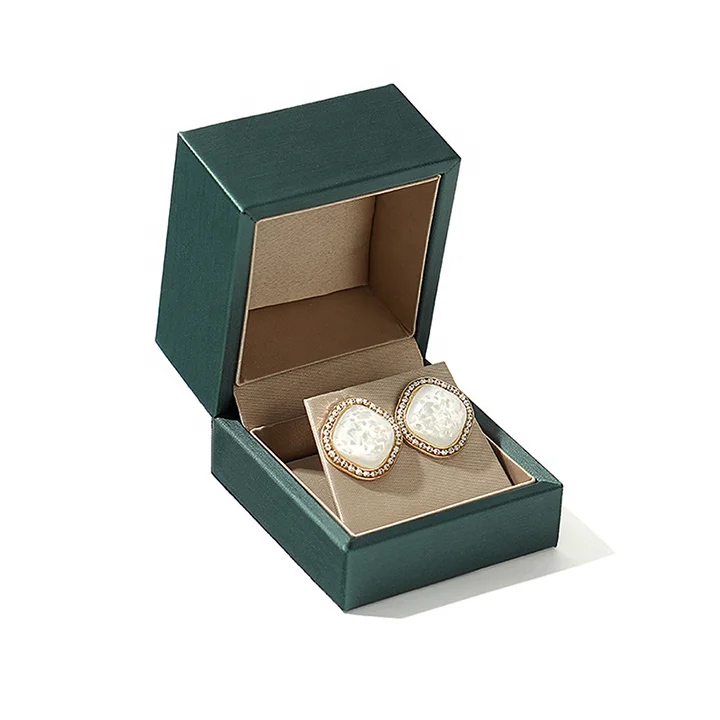 Amino Dark Green color wedding ring jewelry box pu leather necklace bracelet jewelry storage display packaging gift box