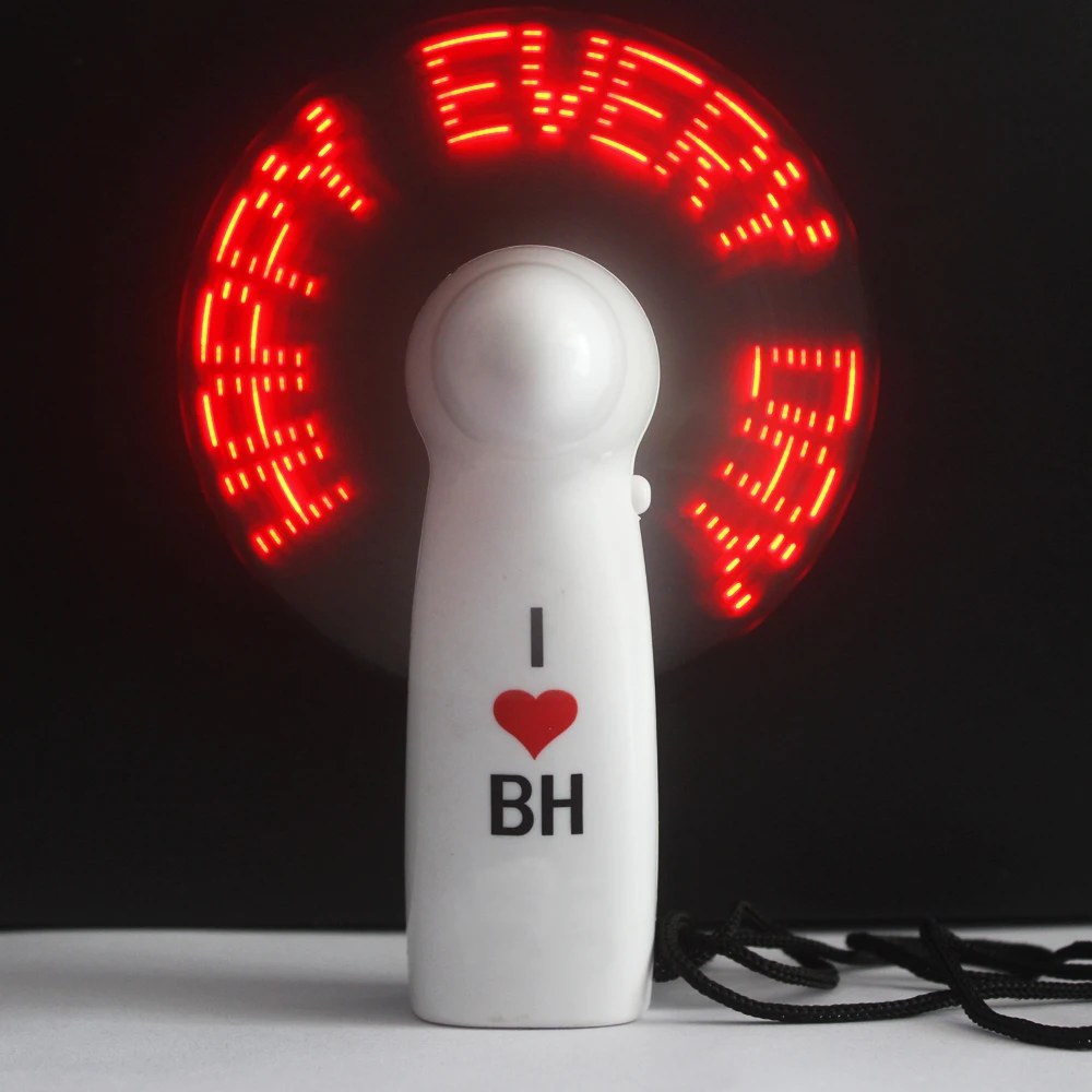 Party Mini White Portable Light Fan Bulk Battery Powered Plastic Pocket Led Custom Message Fans With Light