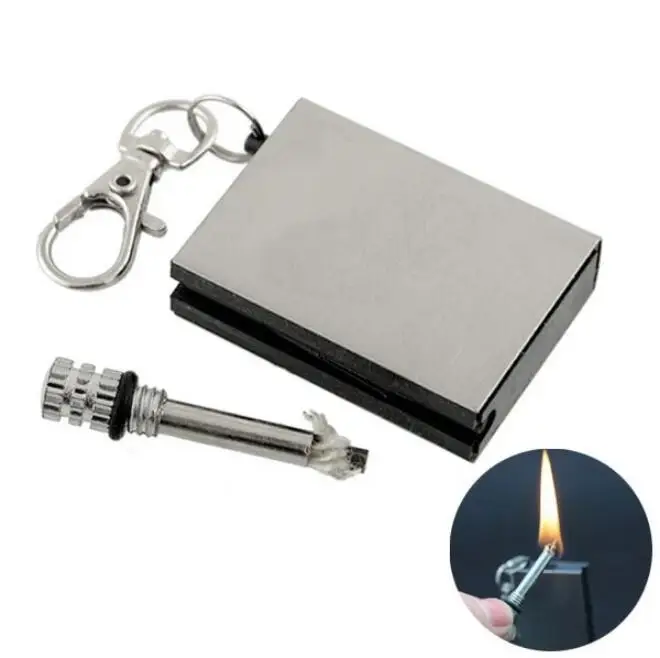 Stainless Steel Flint Fire Lighter Starter Matches Portable Survival Tool Kit for Outdoor