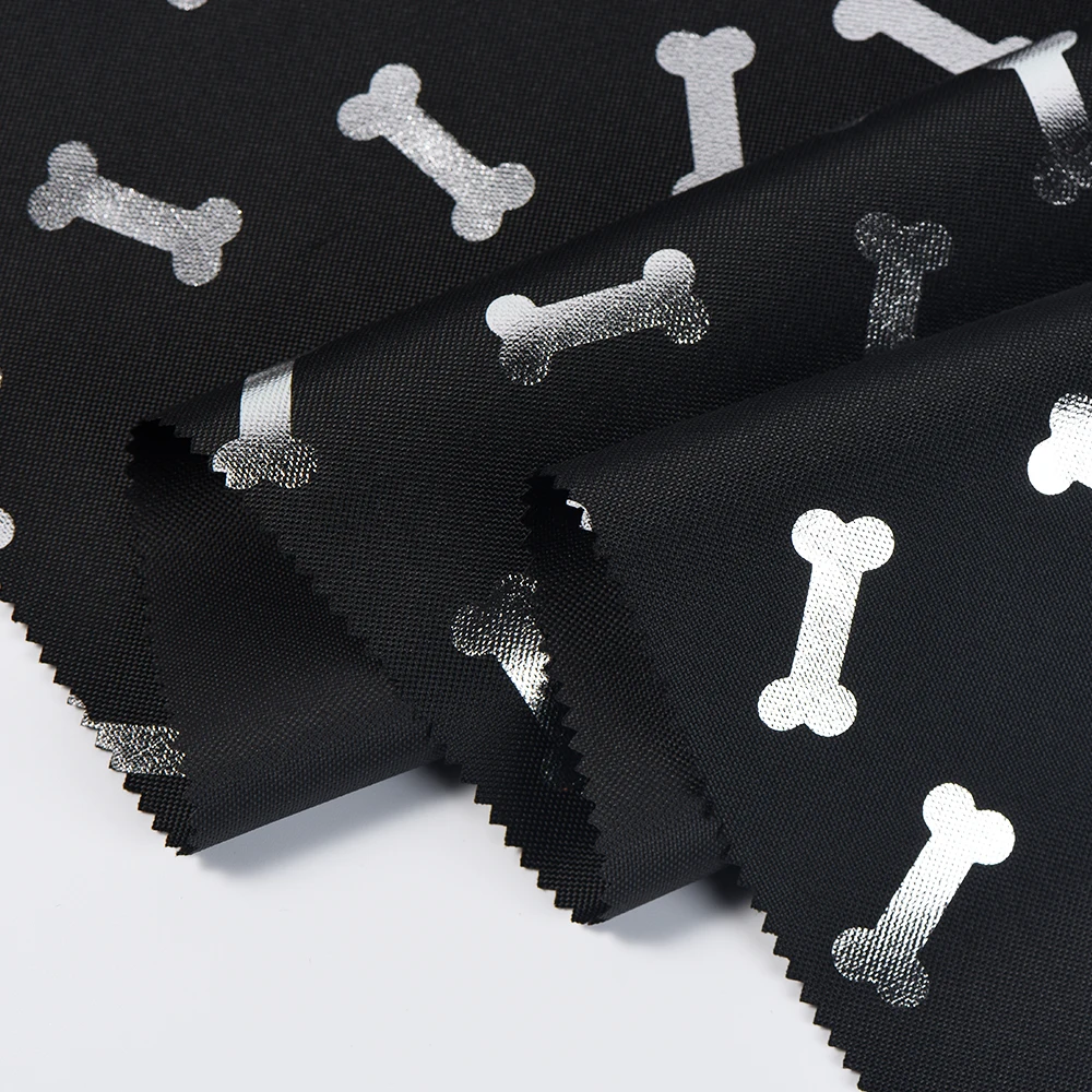 Manufacturer Pet Product Dog Bed Material 100%polyester 600D*68T PU Coated Waterproof Oxford Fabric with Silver Print