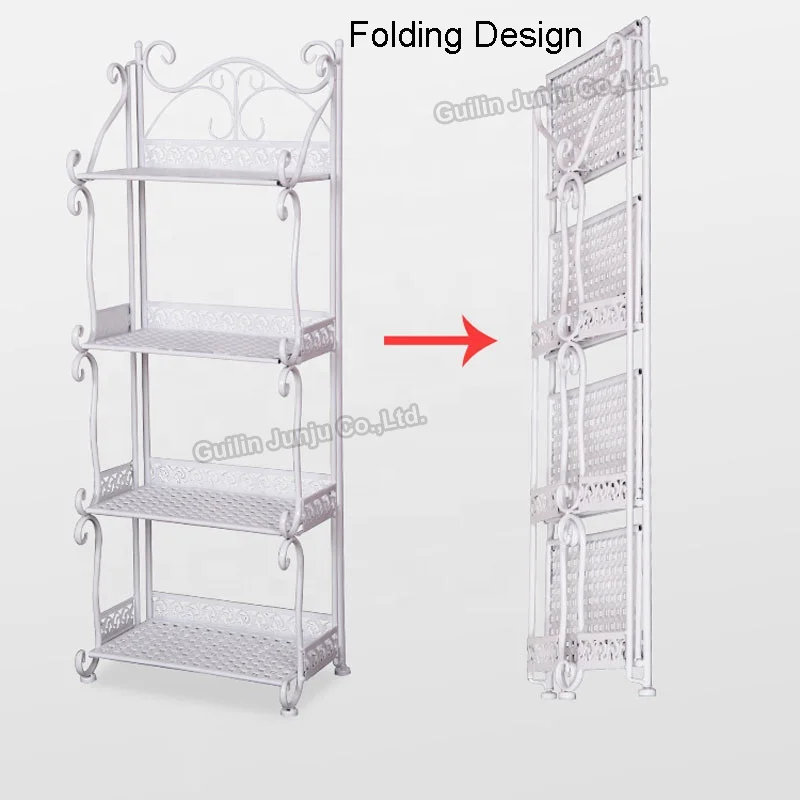 Folding Metal Storage Shelf 5 Layer for Living Room Kitchen Bathroom Corner