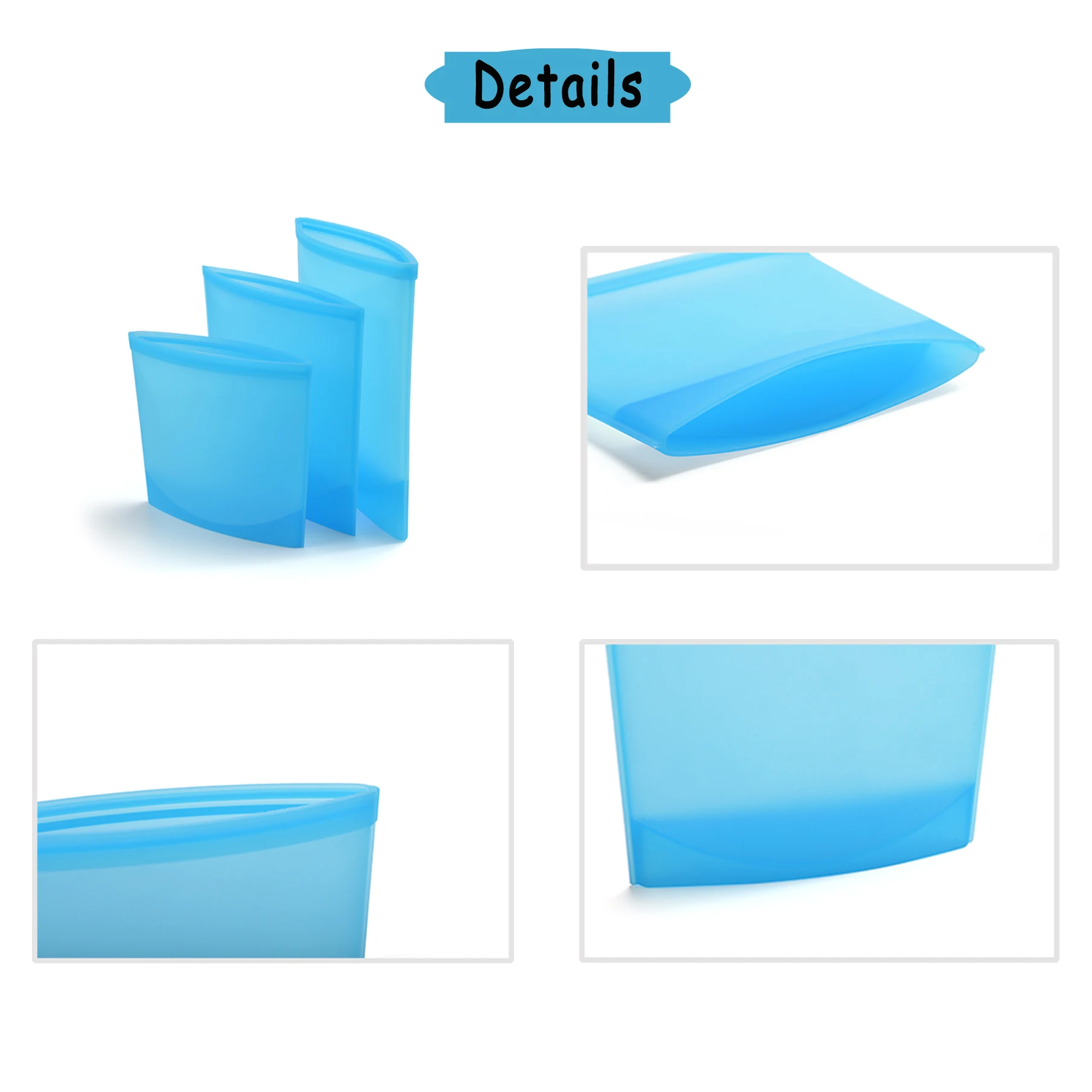 Food Grade BPA Free New Design Kitchen Accessories Reusable Fruits and Vegetables Silicone Storage Silicone Food Bag