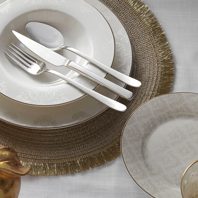 new bone china gold 60 Pieces Dinnerware Set for 12 People Gold porcelain dinnerware sets for hotel restaurant