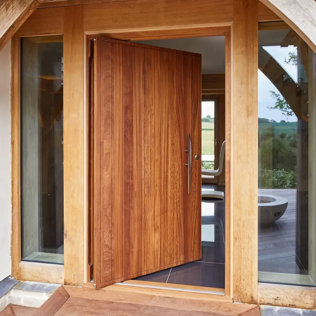 Extra Large One And Half Design Modern Exterior Solid Wooden Front Entrance Pivot Entry Door For House