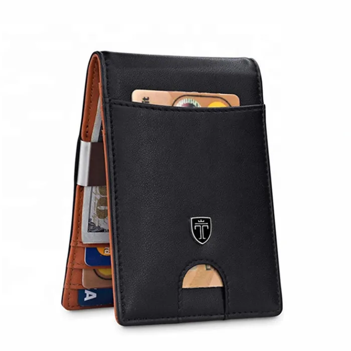 Men Wallet Slim Front Pocket RFID Blocking Leather Money Clip Wallet