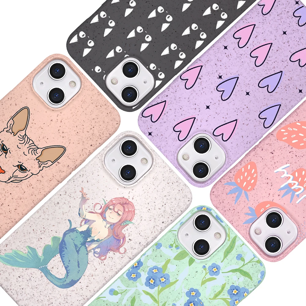 Tenchen Wheat strew Bamboo fiber Biodegradable Phone Case Cover for iPhone
