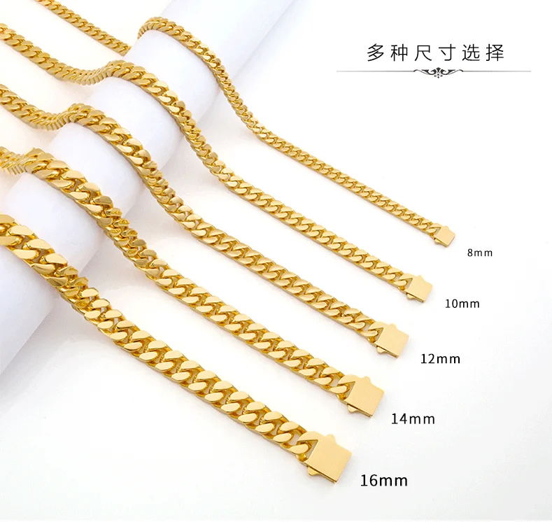 Gold Cuban Chain for Men,Hip Hop Gold Plated Miami initial Stainless Steel Chunky Cuban Link Chain Necklace