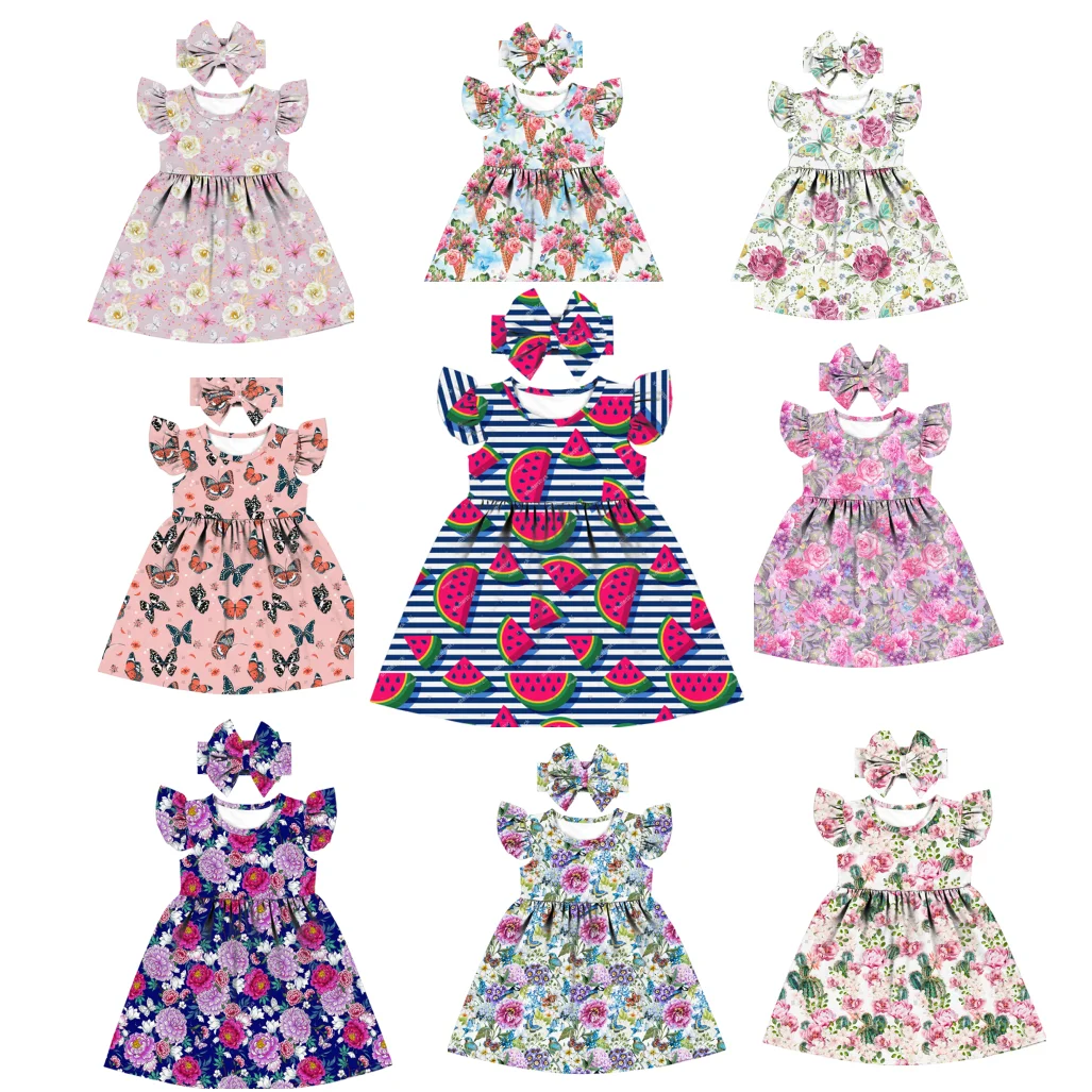 Digital Print Customization Beggar Skirt new born baby clothes Big Pocket Cute baby knitted dress