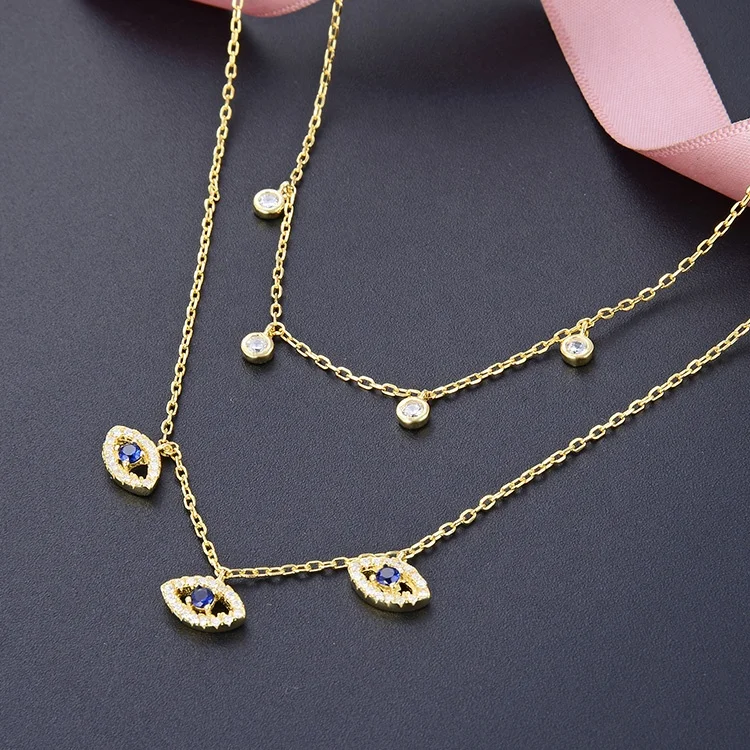 POLIVA 18K Gold Plated Evil Eye Boho Silver 925 Choker Necklace Sterling Silver Jewelry