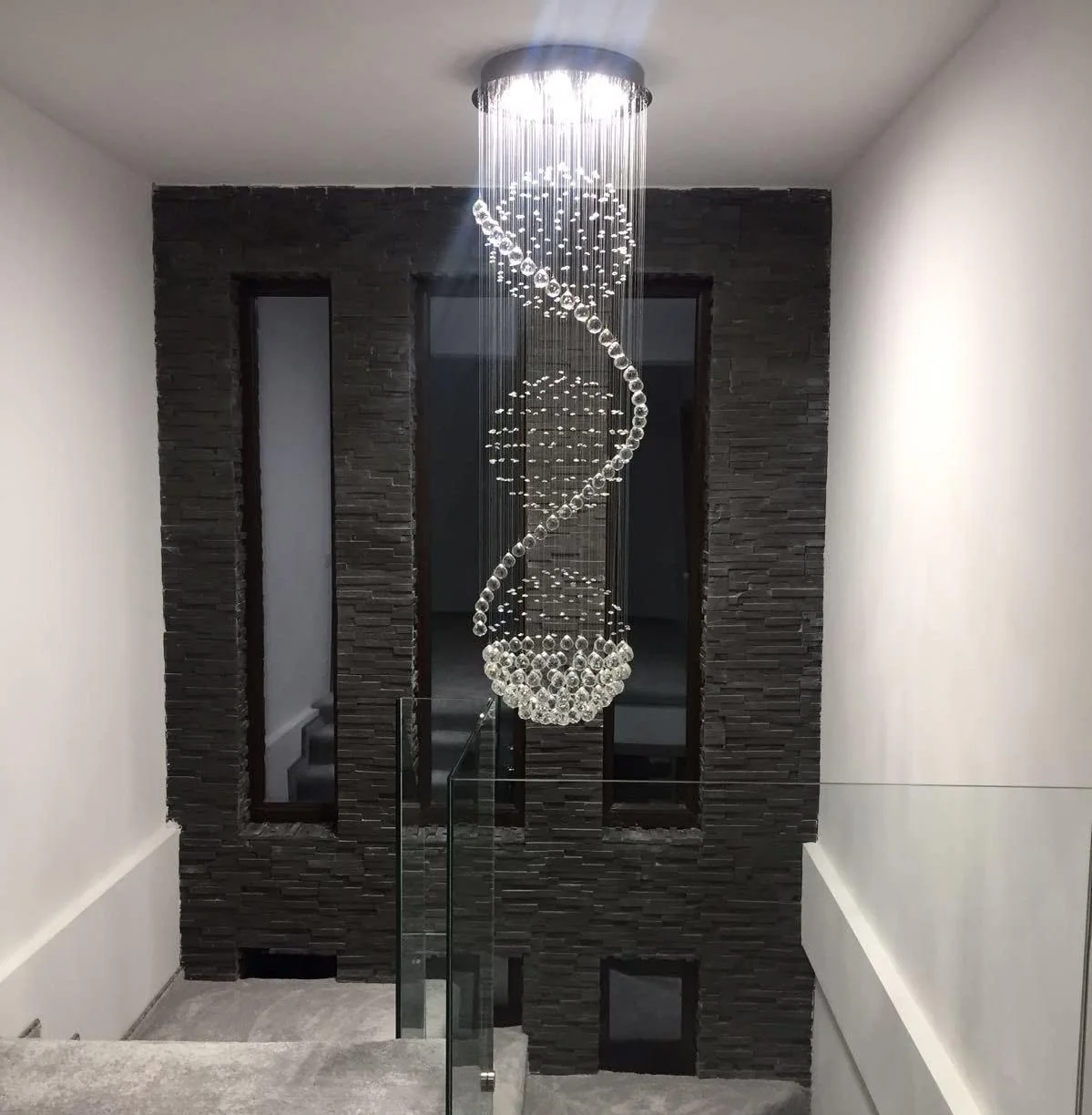High quality Big Nordic Modern High Ceiling Hotel Pendant Light Lobby Hanging Large Stair Cristal Led Luxury Crystal Chandelier