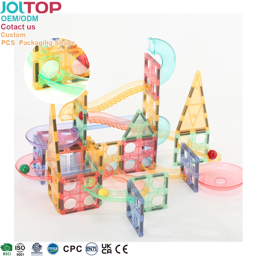 Factory Wholesale ODM/OEM Marble Run Tube Pipe Kids Toys Magnetic Building Blocks ABS Plastic Creative Magnetic Building Tiles