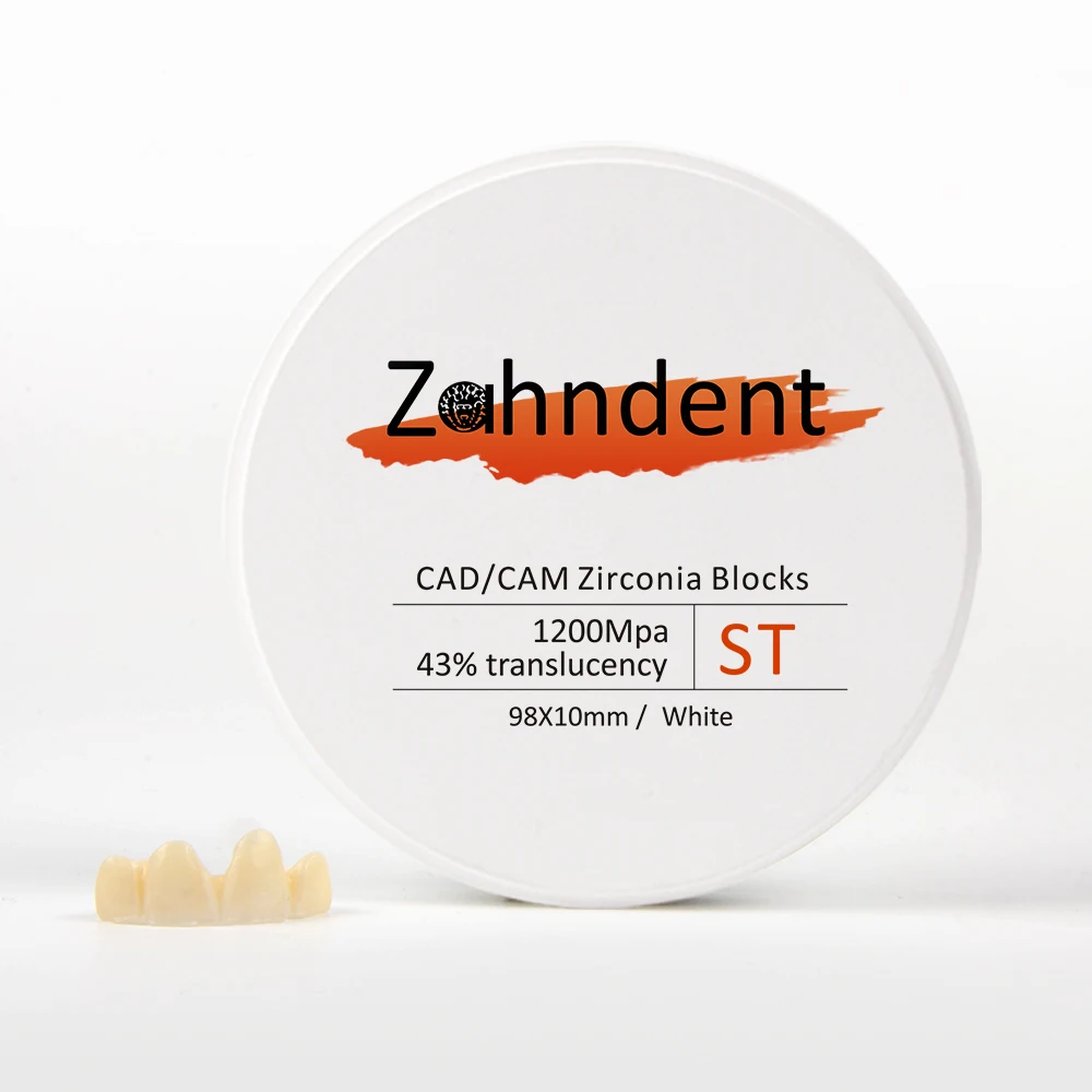 Zahndent manufacturer zirconia block ST white 43% translucency dental zirconia block price