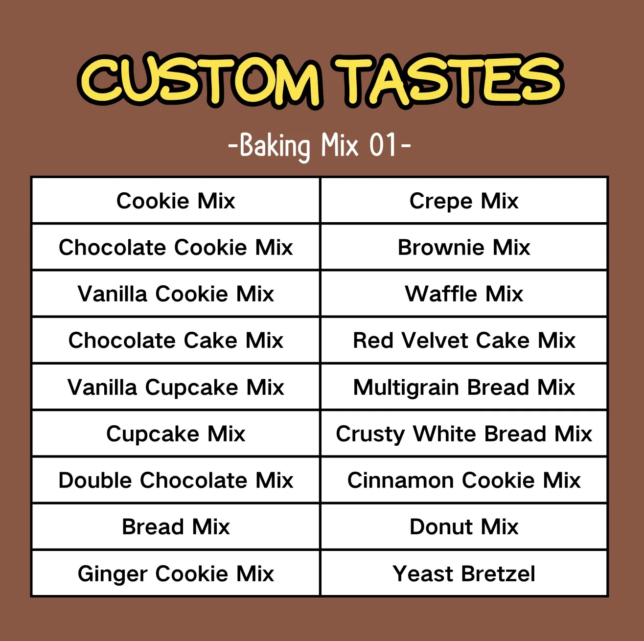 Custom Taste Custom Color High Quality Wholesale Price Cookie Cupcake Cake Mix Ginger Cookie Mix Pizz Gough Mix 90g