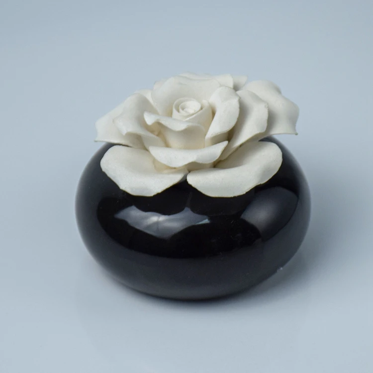 Home decor RoseLotus Peony aromatherapy essential oil Handmade Flower Ceramic Stone Diffuser ceramic aroma diffuser