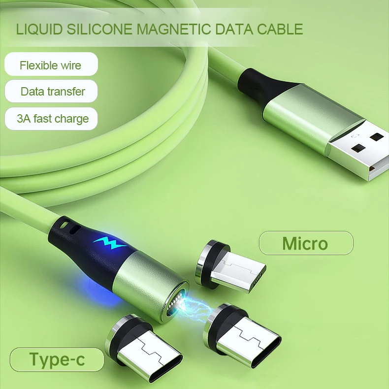  Магнитный USB-кабель для мобильного телефона 3 в 1 кабель быстрой зарядки зарядка вращение на 360 градусов магнитный