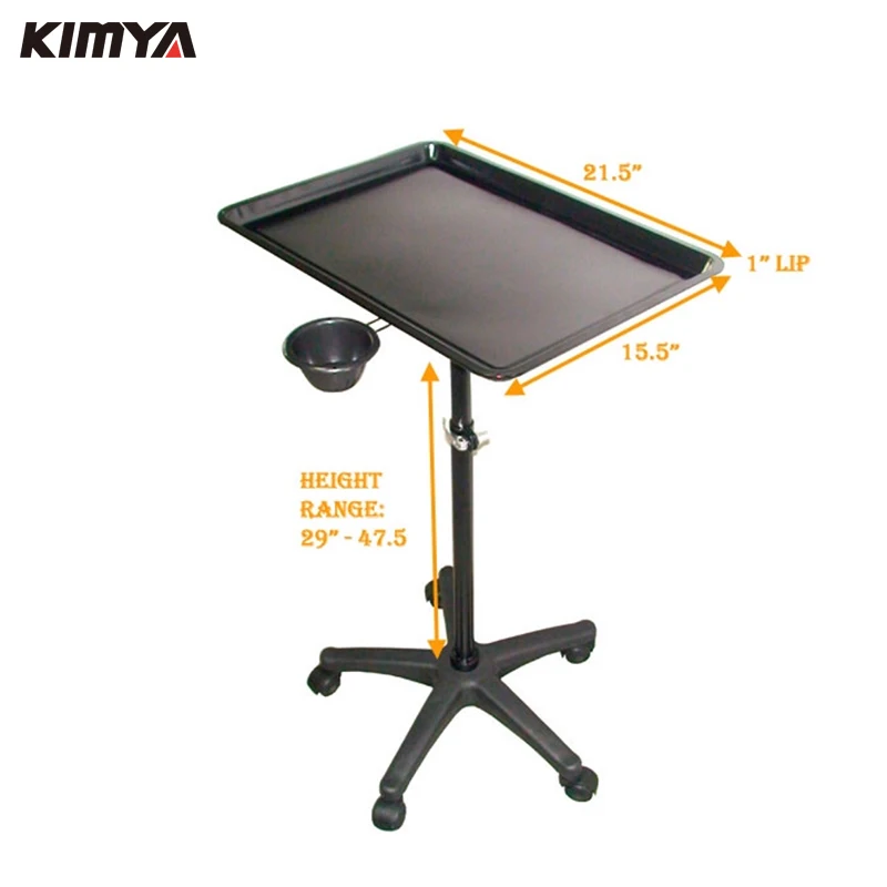 Wholesale oem cheap beauty spa facial furniture equipment hairdressing barber tattoo cart adjust black metal hair salon trolley