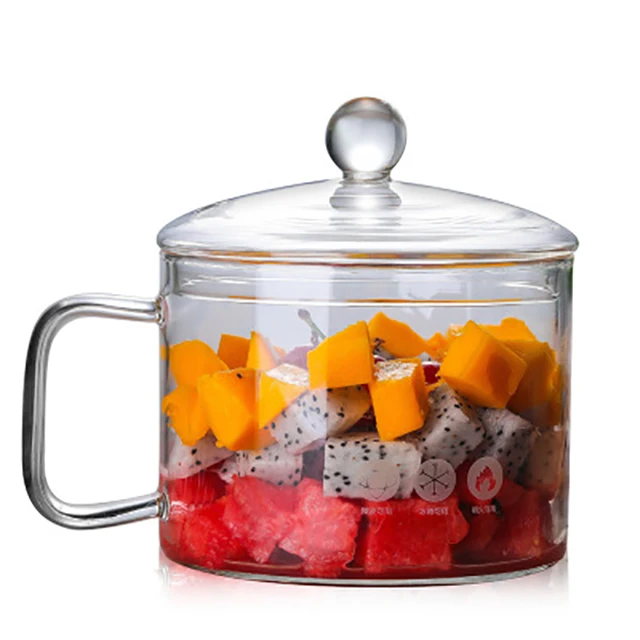 Wholesale Heat Resistant Clear High Borosilicate Glass Mixing Cup Salad Bowl Instant Noodle Milk Pot