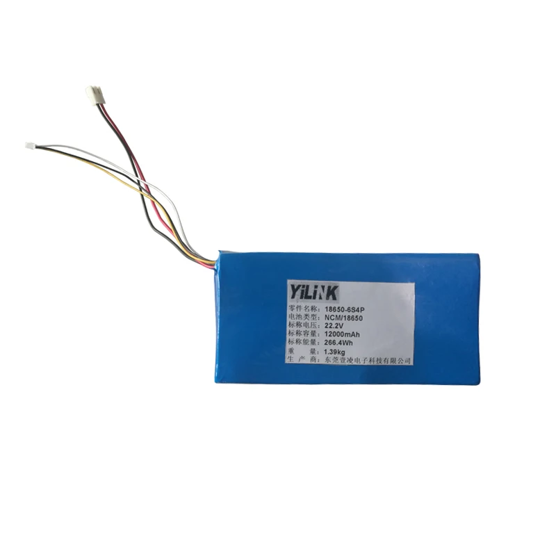 Cylindrical rechargeable 18650 battery 6s4p 12000mah 22.2v li-ion 18650 battery pack