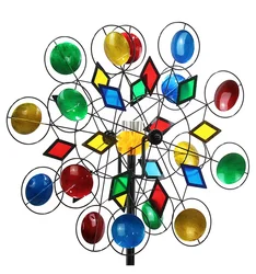 Hourpark high-quality multi-color windmills kinetic wheel steel decor garden wind spinners