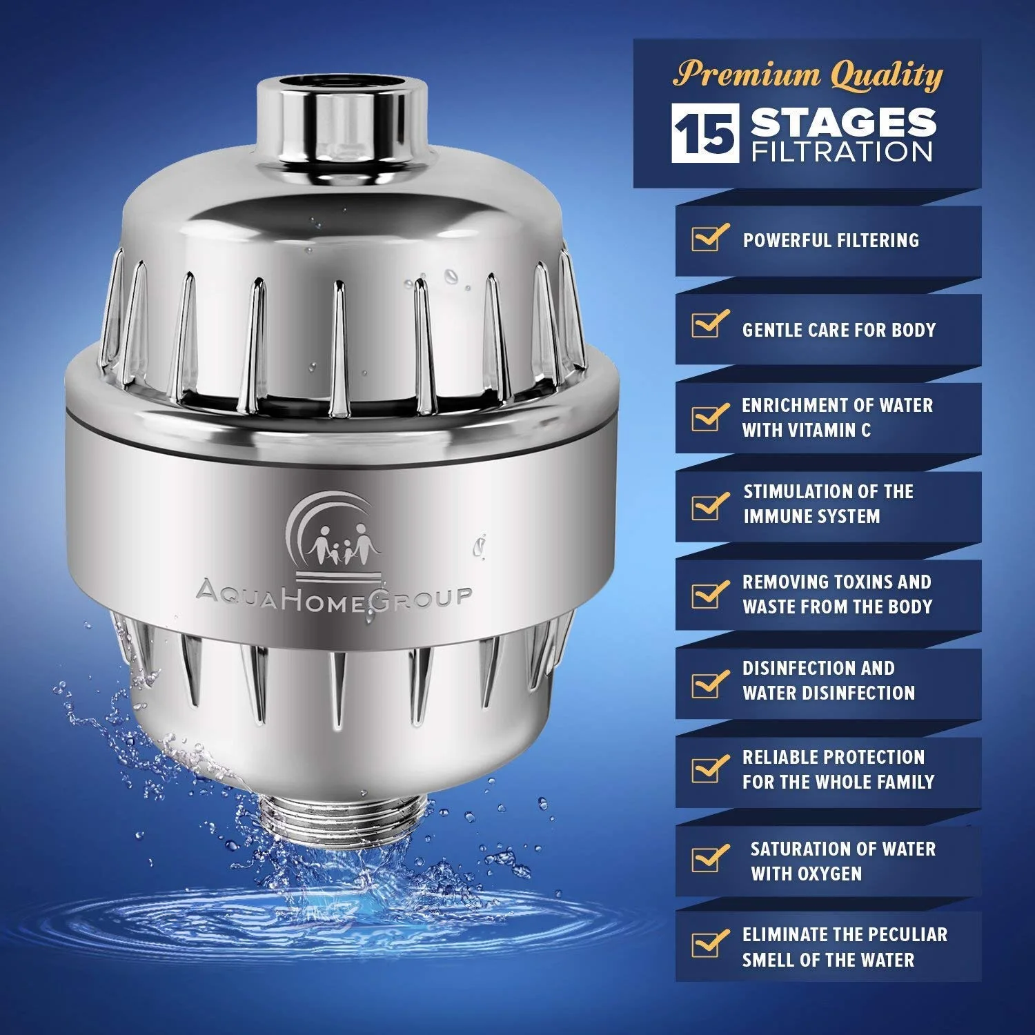 KDF Calcium sulfite 10 stage 15stages shower filter remove heavy metal and Chlorine shower filter with rainfall