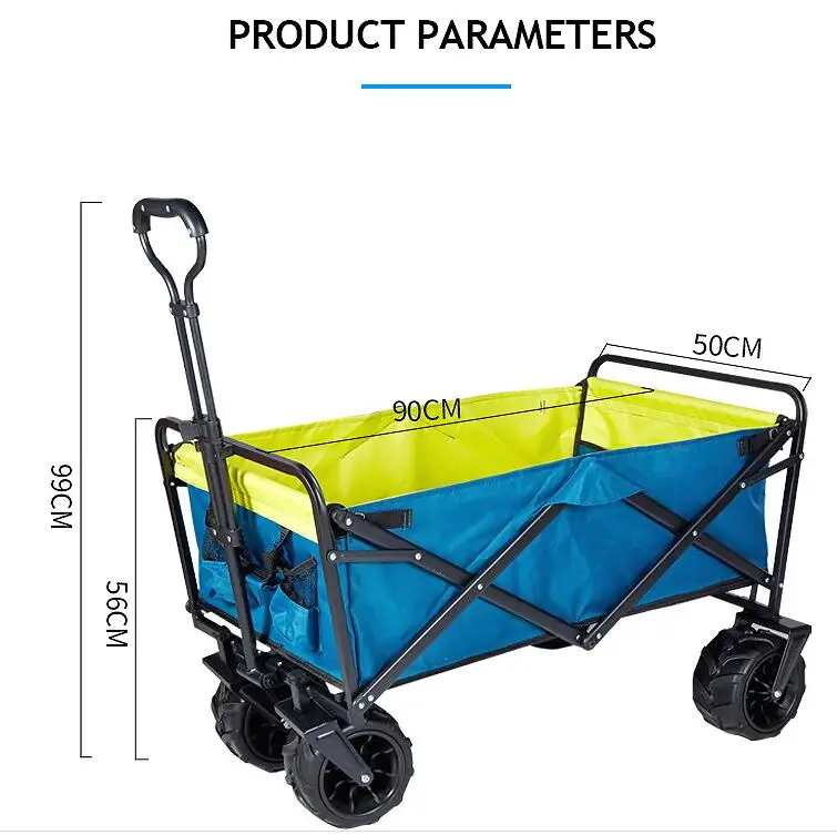 4 Wheels Heavy Duty Outdoor Garden Folding Beach Portable Camping Cart Wagon Cargo Trolley
