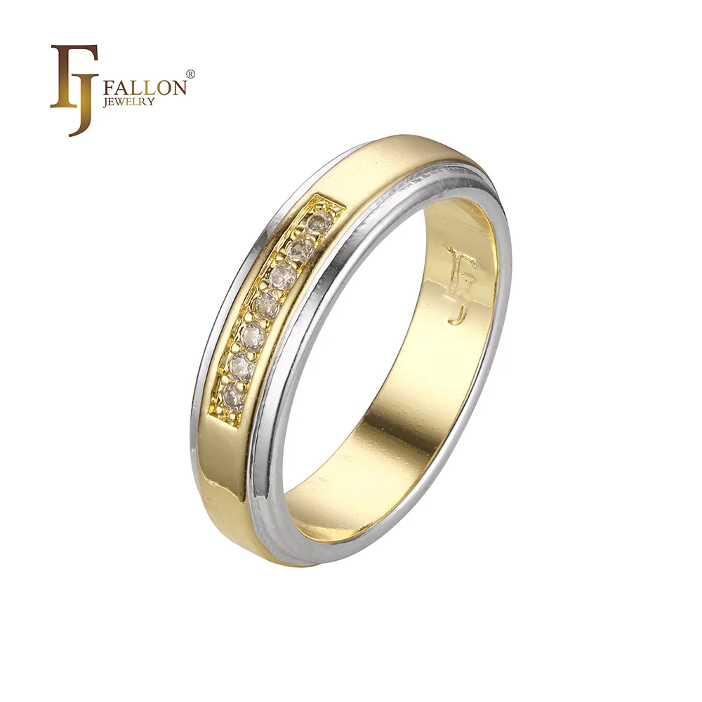 Z53202296 FJ Fallon модные ювелирные изделия Семь CZs кольца с покрытием 14K золото два тона латунь на основе
