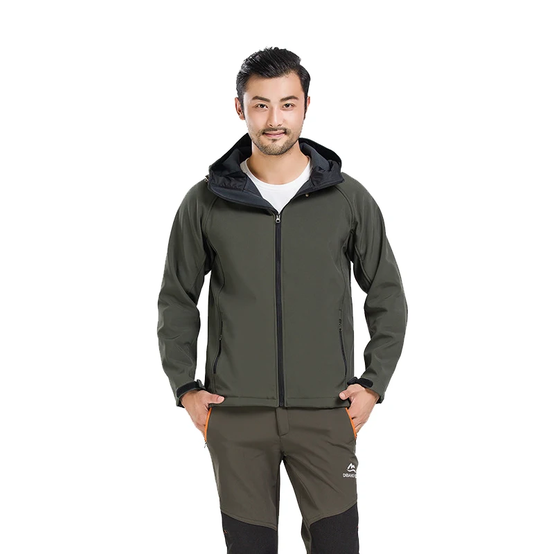 
Customized OEM wholesale price hiking camping water repellent unisex hooded softshell warm fleece jacket with custom logo 