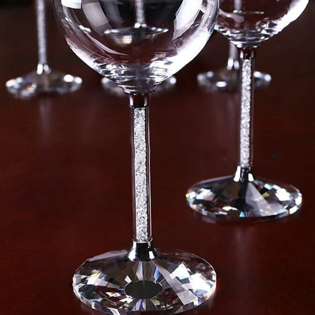 Faceted Crystal Diamond Goblet Glassware For Wine & Champagne